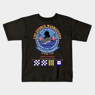 USS George Washington w Signal Flags Kids T-Shirt